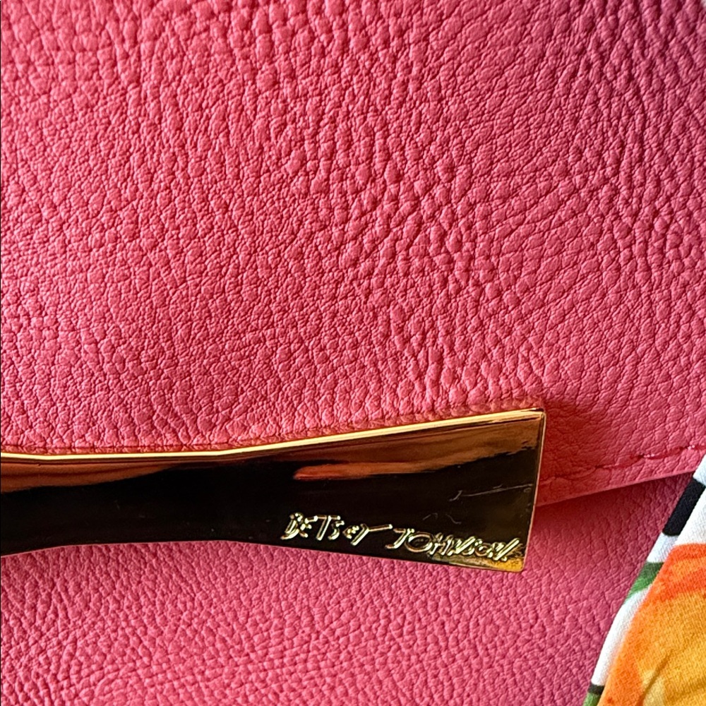 Betsey Johnson Pink Crossbody Bag with Floral Scarf - Picture 2 of 6